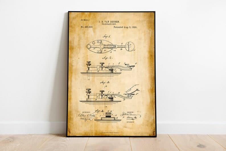 Telegraph Patent Print| Framed Art Print