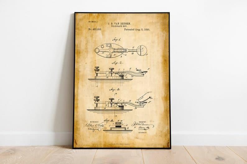 Telegraph Patent Print| Framed Art Print - MAIA HOMES