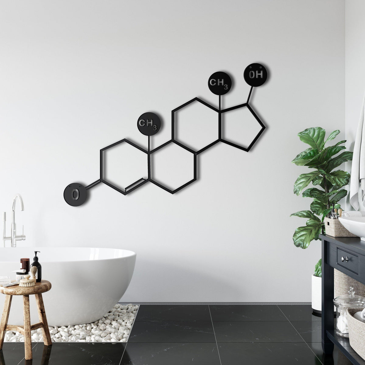 Testosterone Molecule Metal Wall Art