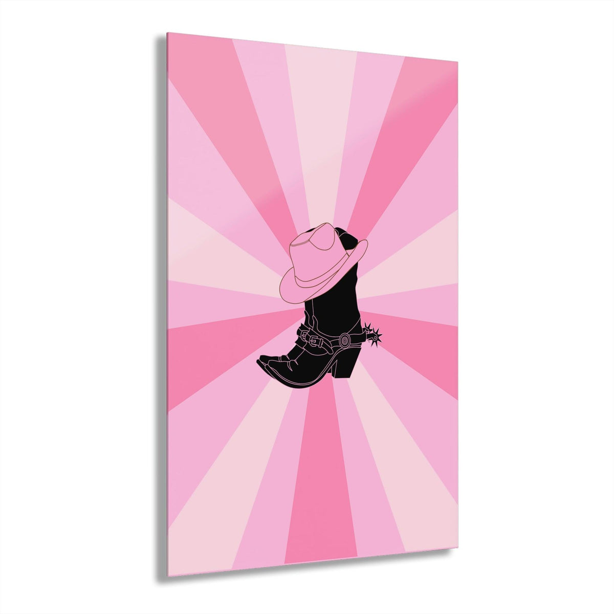 Texas Boots Pink Funky Acrylic Print Wall Art with French Cleat Hanging 20″ x 30″ (Vertical) 0.25''