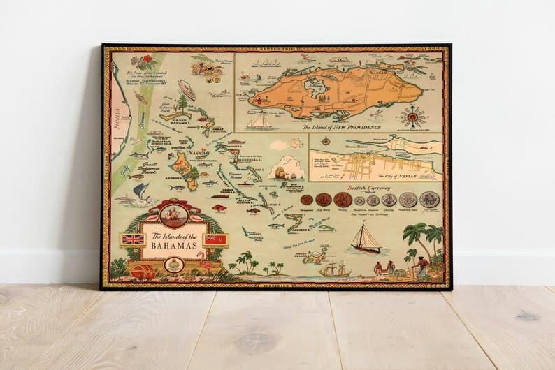 The Bahamas Map Print| Art History