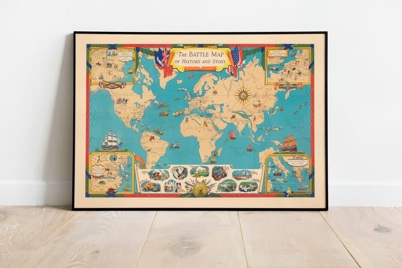 The Battle Map of the World History| Poster Print