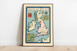 The Booklovers Map of the British Isles 1927| Britain Old Map Wall Print