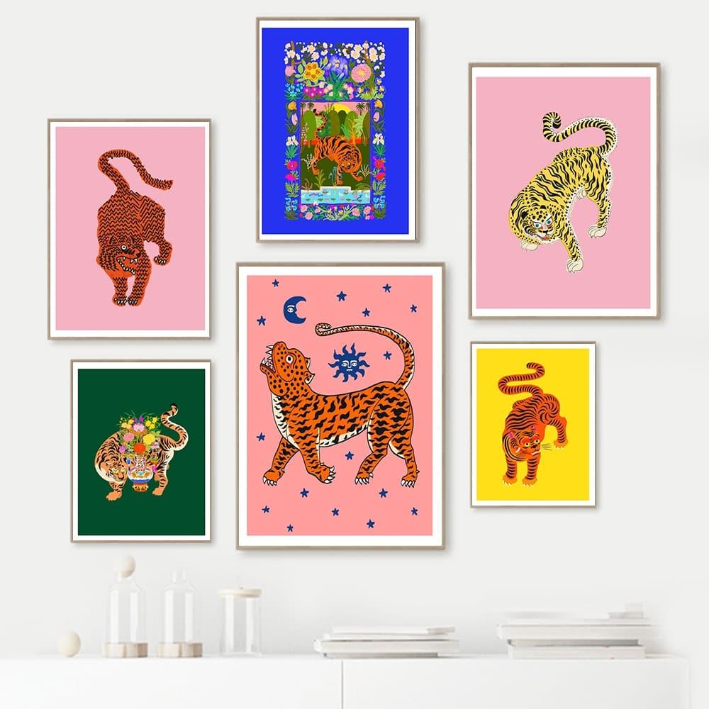 The Charming Wild Cats Wall Canvas Print