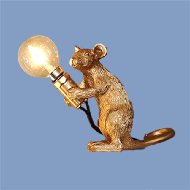 The Mini Mice Lamp Posing Gold