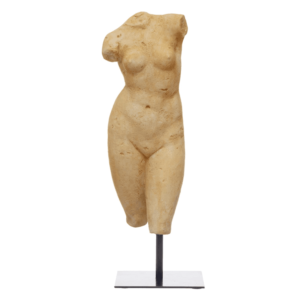 The Old Day Plastered Female Body Figurine on Metal Stand