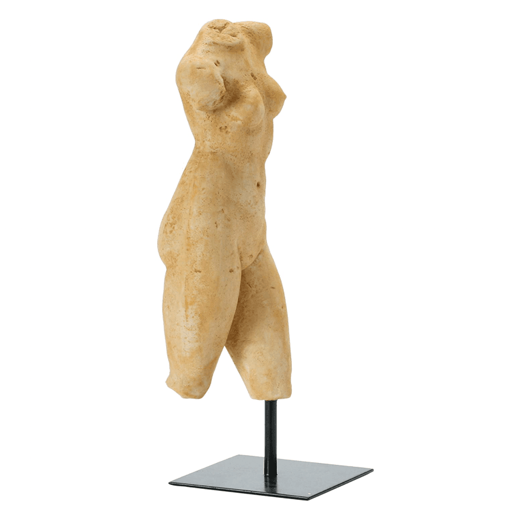 The Old Day Plastered Female Body Figurine on Metal Stand