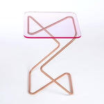 The Square Crystal Table | Award-winning Design Light Pink Copper