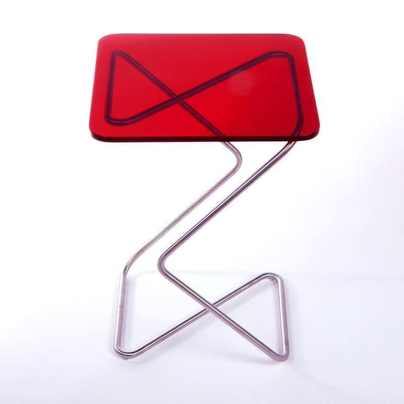 The Square Crystal Table | Award-winning Design Cherry Red Stainless