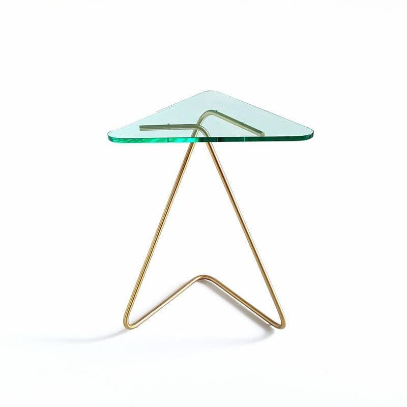 The Triangle Crystal Table | Award-winning Design Mint Green Brass