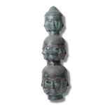 Three Buddha Head Bronze Statue