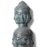 Three Buddha Head Bronze Statue