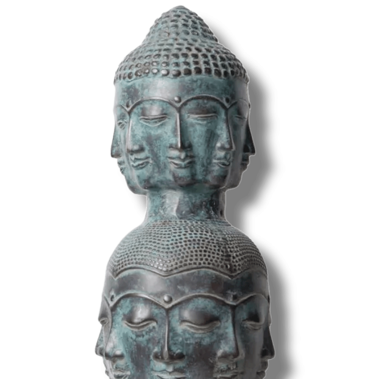 Three Buddha Head Bronze Statue