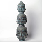 Three Buddha Head Bronze Statue