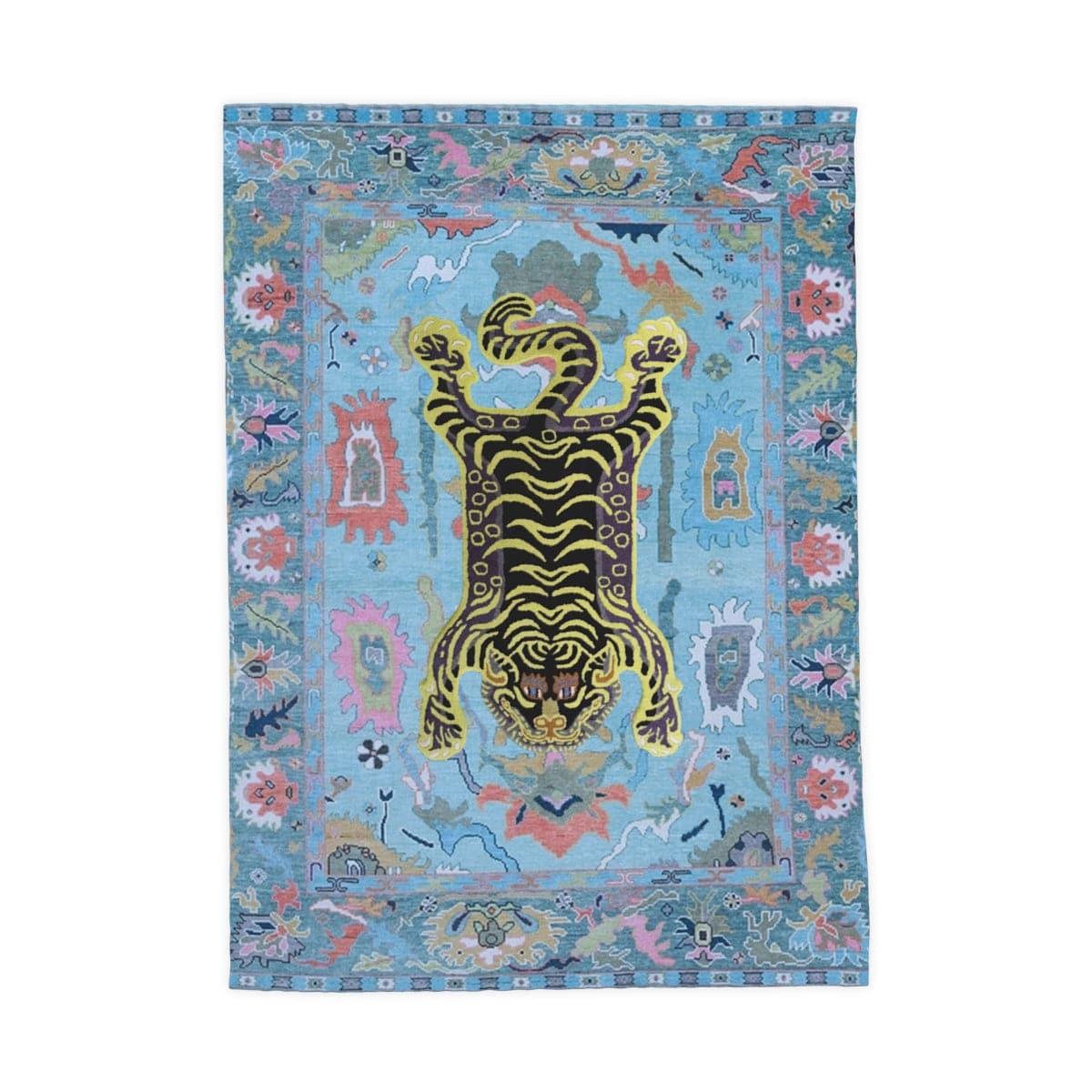 Tibetan Tiger Blue Printed Red Tea & Kitchen Towel 20" × 27"