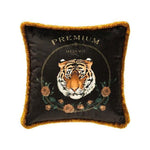 Tiger Velvet Cushion Cover with Gold Trims