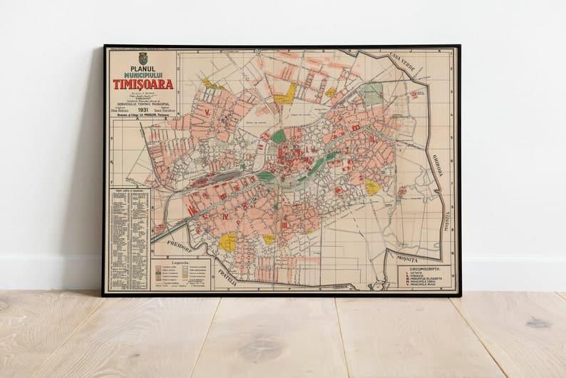 Timisoara Map Print| Art History - MAIA HOMES