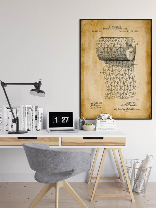 Toilet Paper Patent Print| Framed Art Print