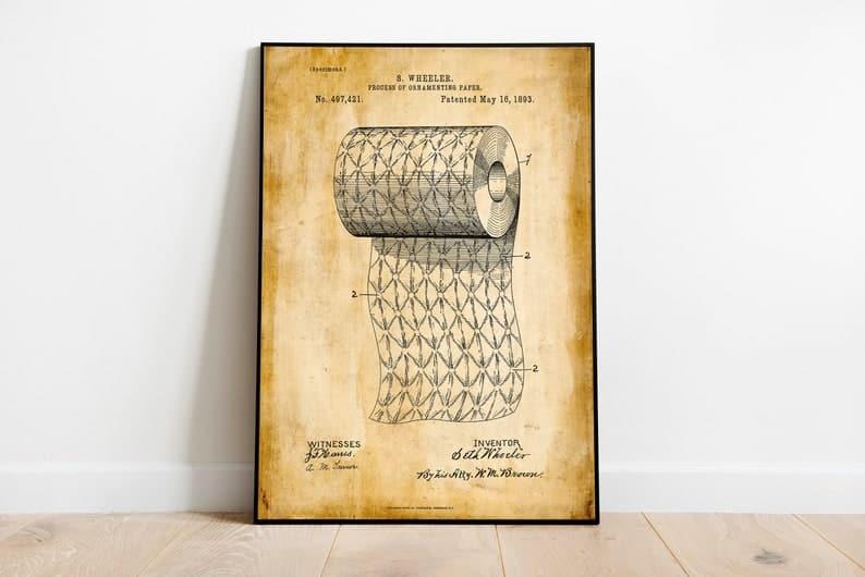 Toilet Paper Patent Print| Framed Art Print