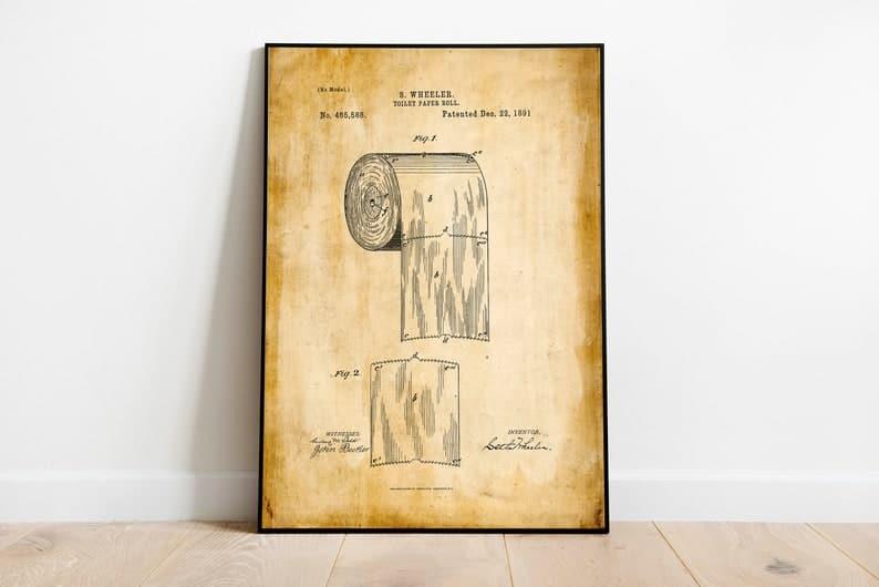 Toilet Paper Patent Print| Framed Art Print