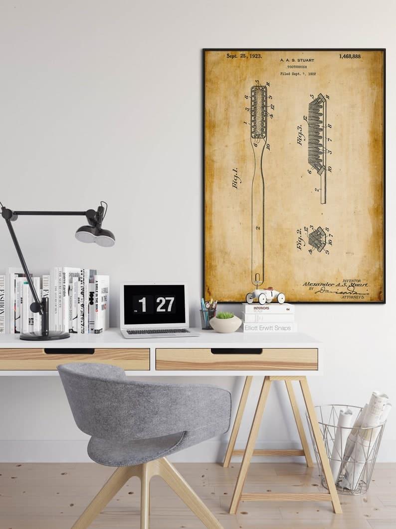 Toothbrush Patent Print| Framed Art Print