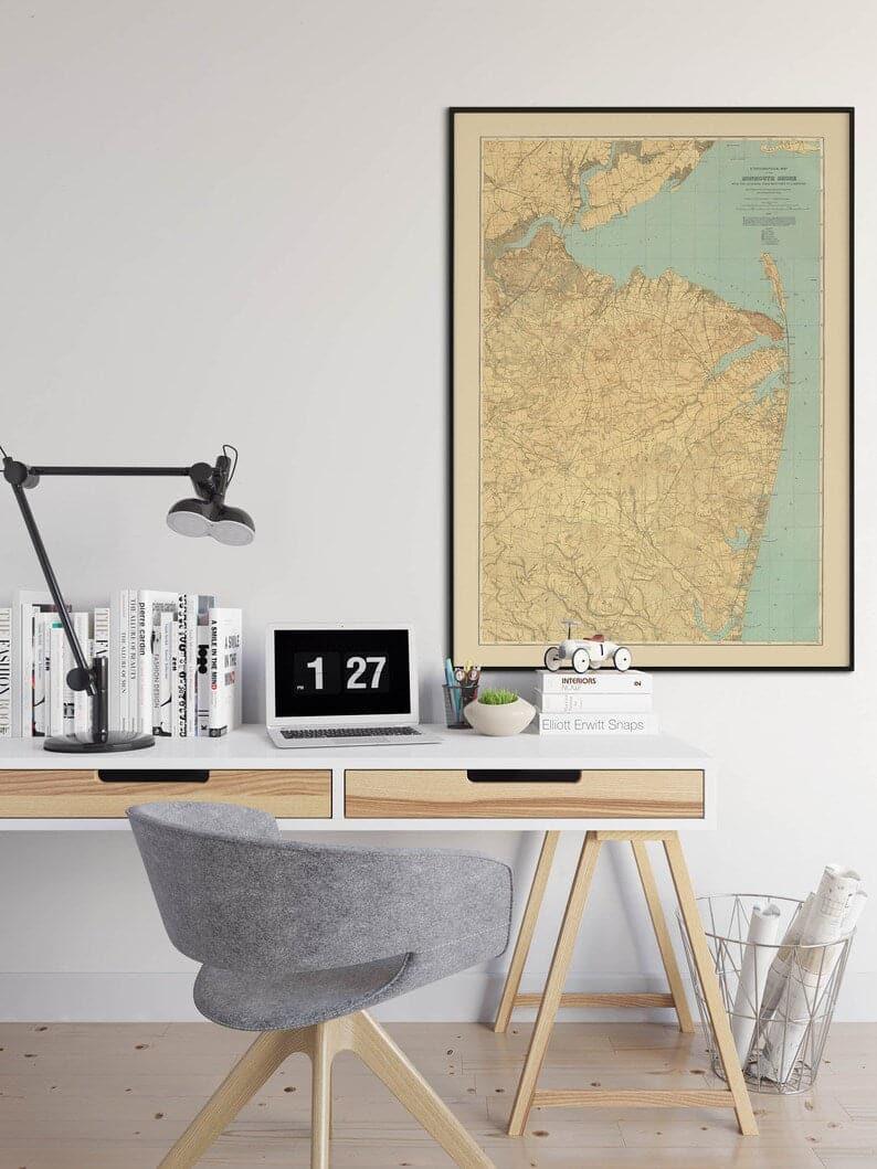 Topographical Map of Monmouth Shore| New Jersey Map Print - MAIA HOMES