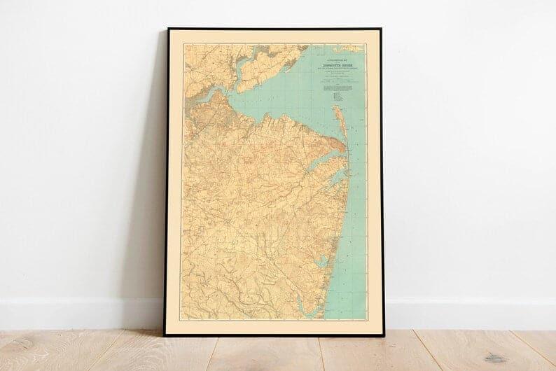 Topographical Map of Monmouth Shore| New Jersey Map Print