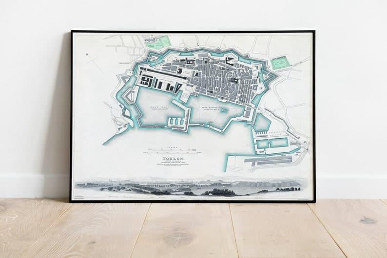 Toulon Map Print| Fine Art Prints