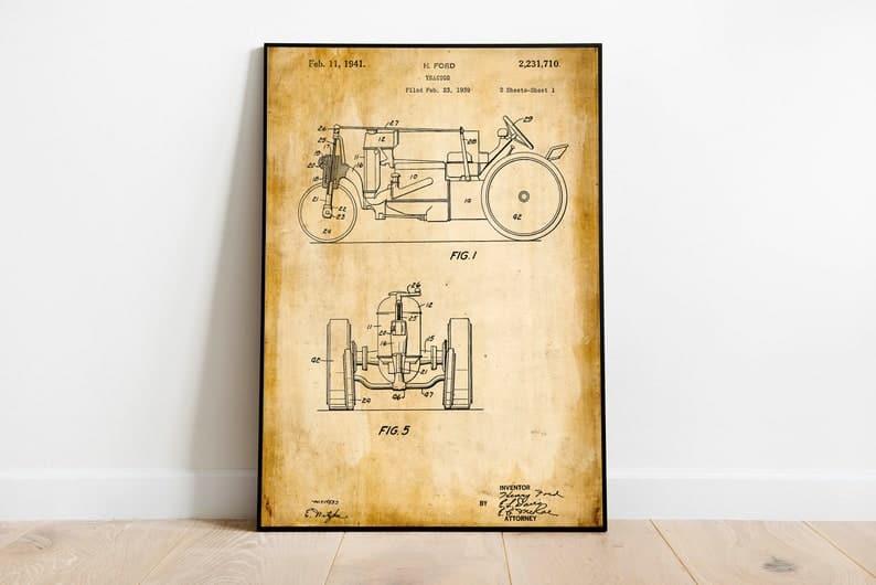 Tractor Patent Print| Framed Art Print