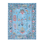 Traditional Floral Hand Tufted Wool Rug - Blue