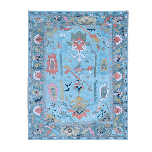 Traditional Floral Hand Tufted Wool Rug - Blue - MAIA HOMES