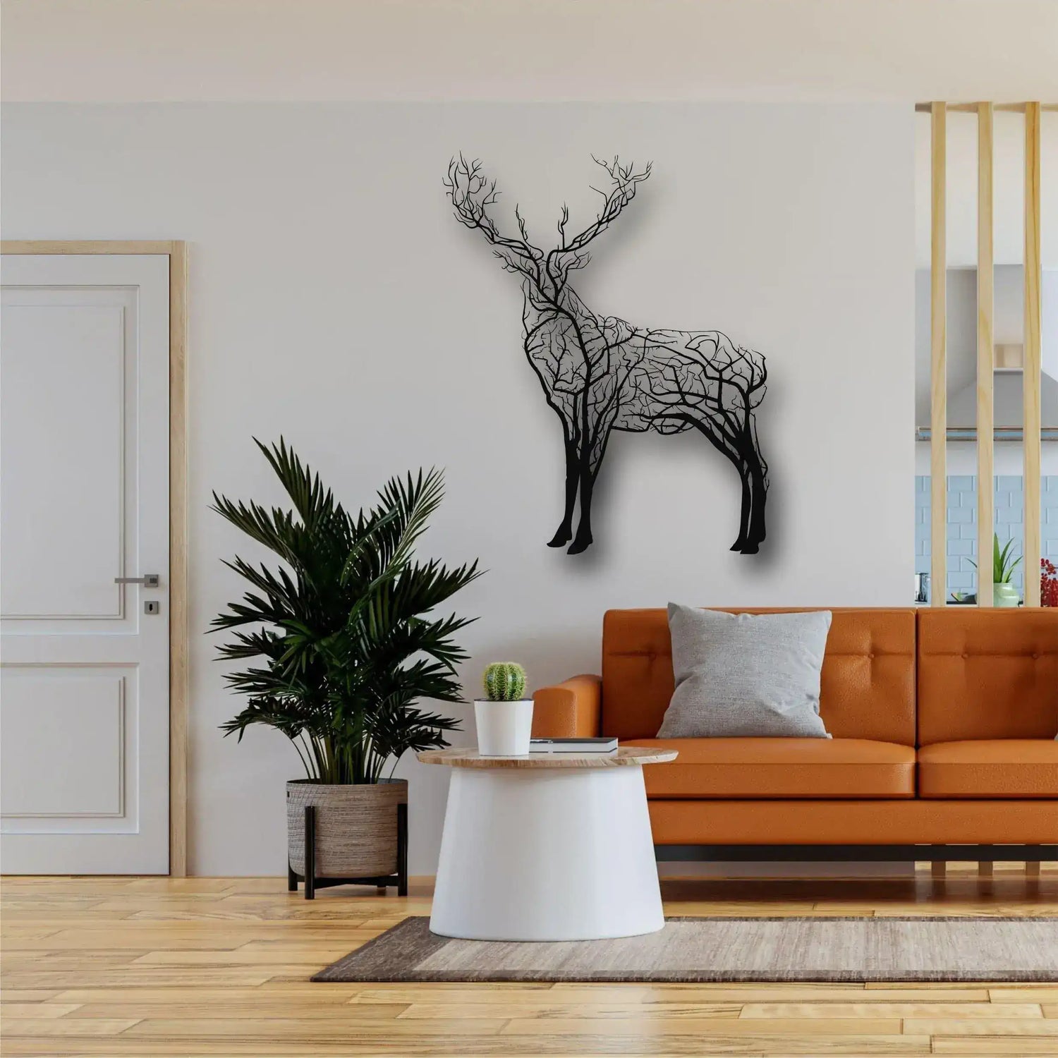 Tree Branch Deer Metal Wall Decor 64"W x79"H 161x200cm inches