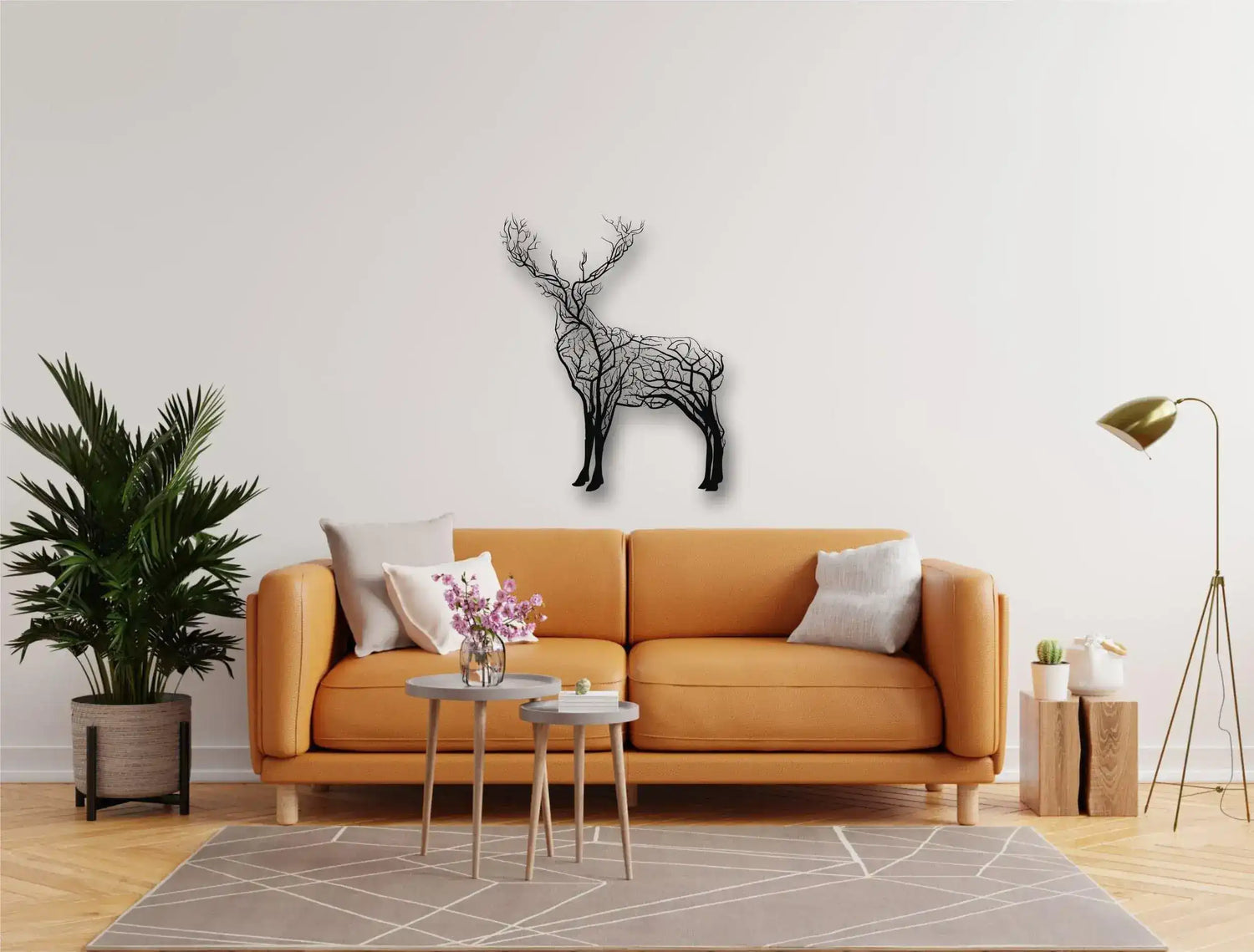 Tree Branch Deer Metal Wall Decor