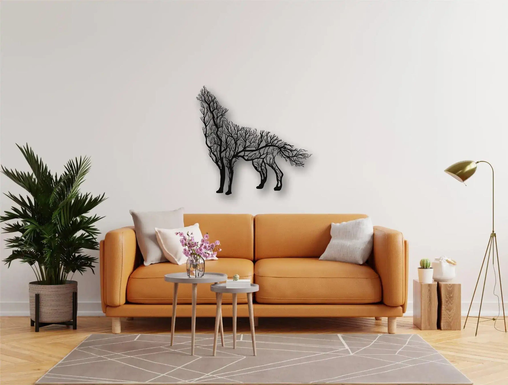 Tree Branch Wolf Metal Wall Decor