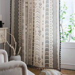 Tribal Tassel Farmhouse Cotton Linen Curtain - 2 pcs