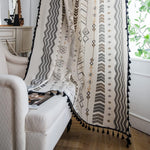 Tribal Tassel Farmhouse Cotton Linen Curtain - 2 pcs