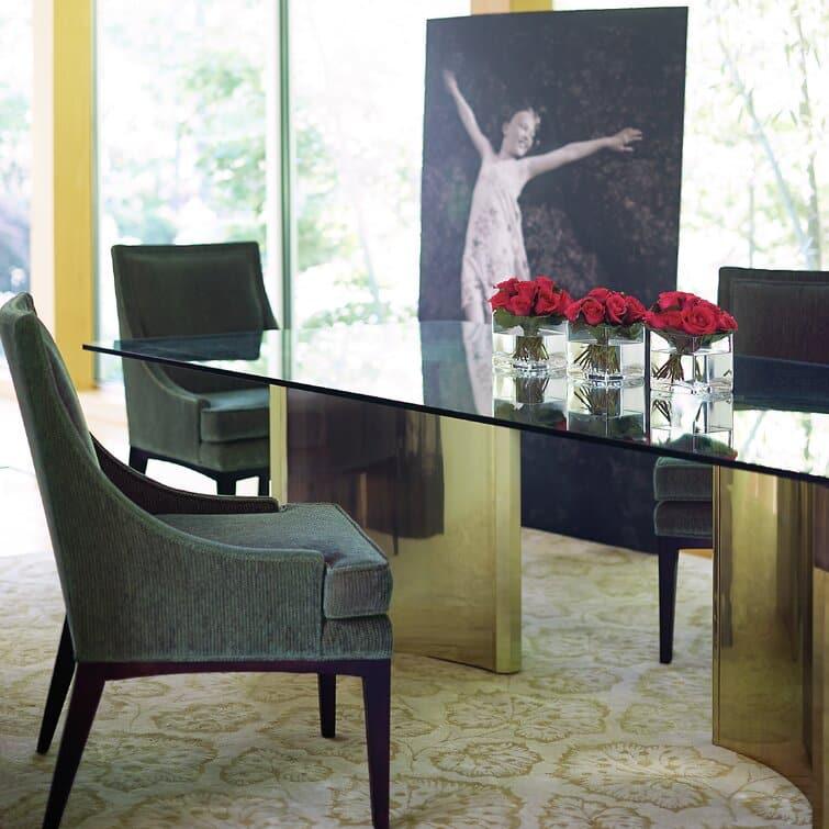 Trinity Brassed and Glass Dining Table - MAIA HOMES