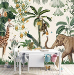 Tropical Animals in the Jungle Nursery Wallpaper Mural