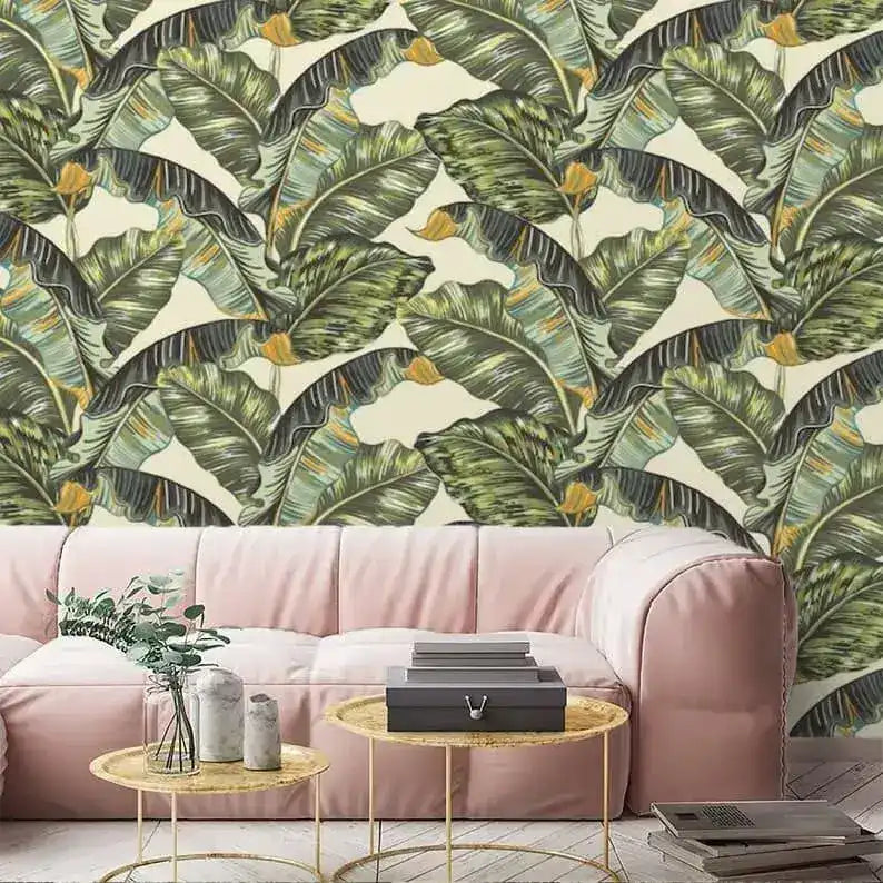Tropical Banana Leaves Watercolor Wallpaper