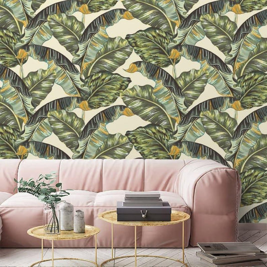 Tropical Banana Leaves Watercolor Wallpaper - MAIA HOMES