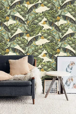 Tropical Banana Leaves Watercolor Wallpaper
