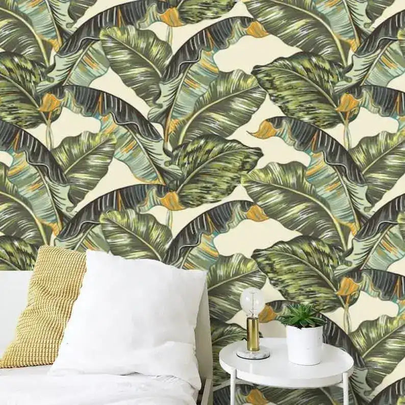 Tropical Banana Leaves Watercolor Wallpaper