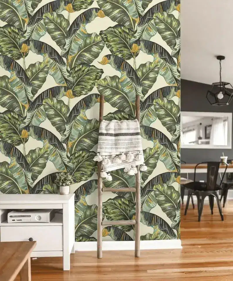 Tropical Banana Leaves Watercolor Wallpaper