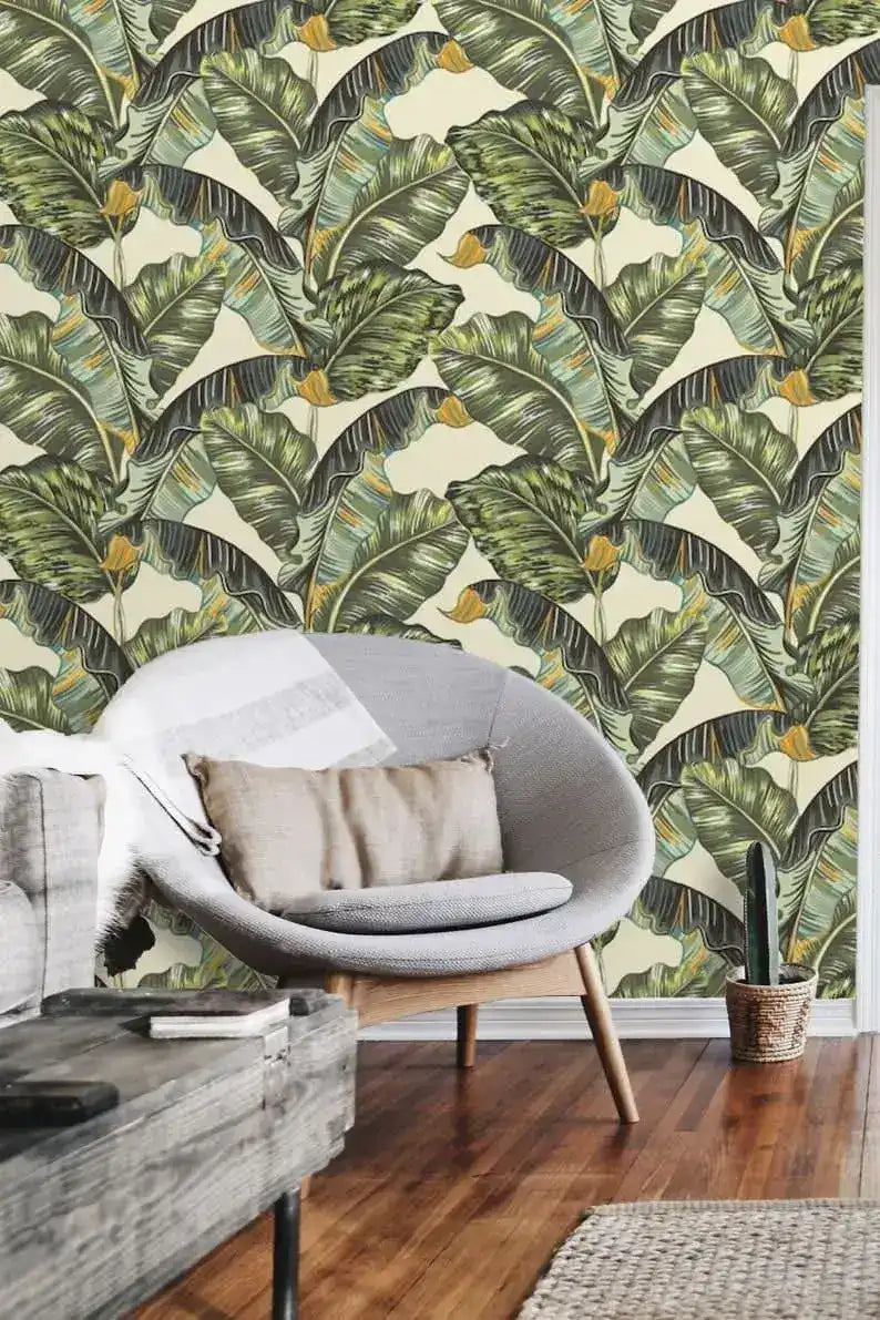 Tropical Banana Leaves Watercolor Wallpaper
