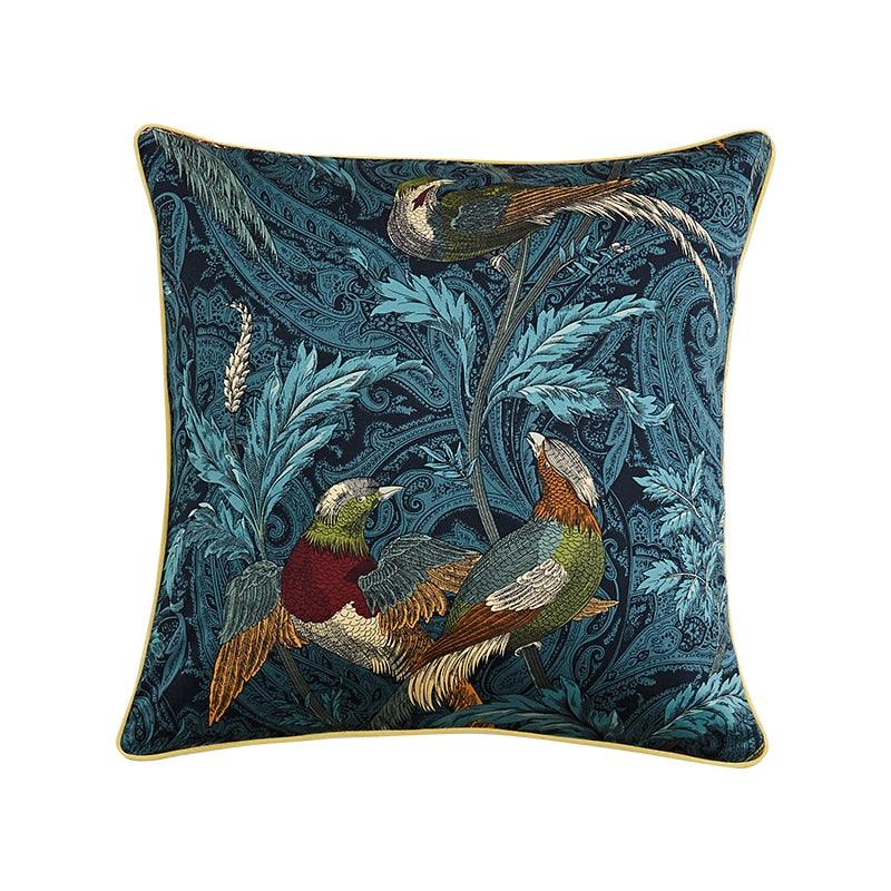 Tropical Birds in the Jungle Jacquard Throw Pillow Case