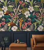 Tropical Bright Flowers and Leaves Textured Tropical Wallpaper w400 x 280cm h Self-Adhesive