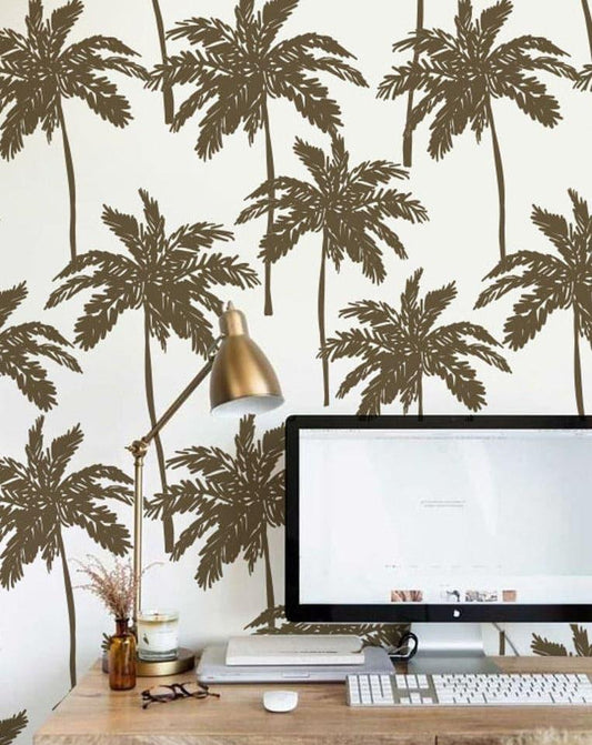 Tropical Brown Coconut Trees Wallpaper - MAIA HOMES