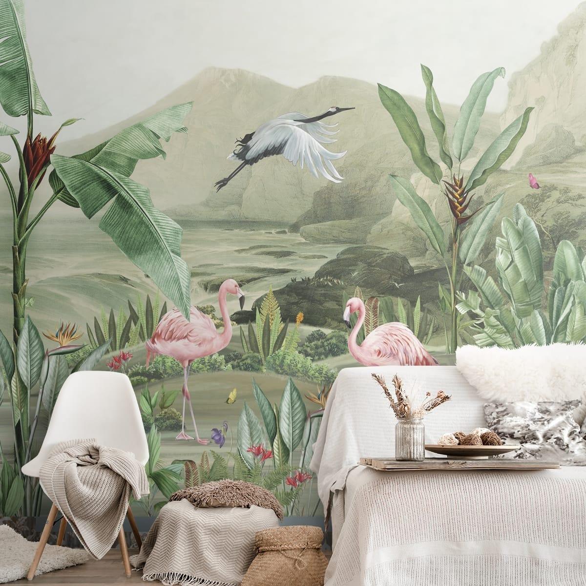 Tropical Jungle Themed Wallpaper