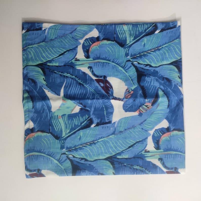 Tropical Leaf Block Printed Cotton Napkins