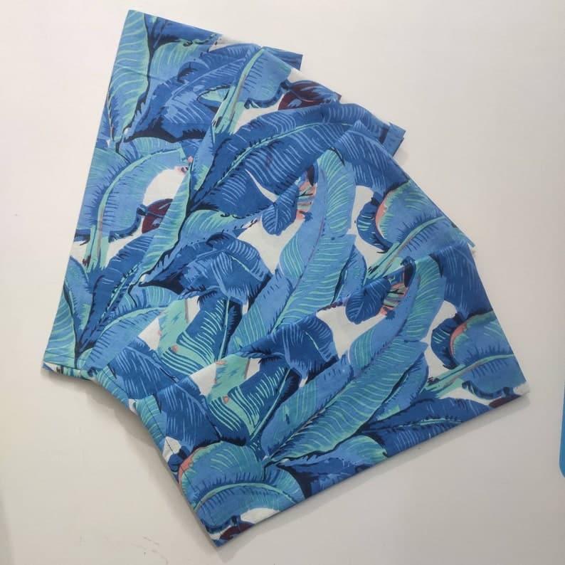 Tropical Leaf Block Printed Cotton Napkins